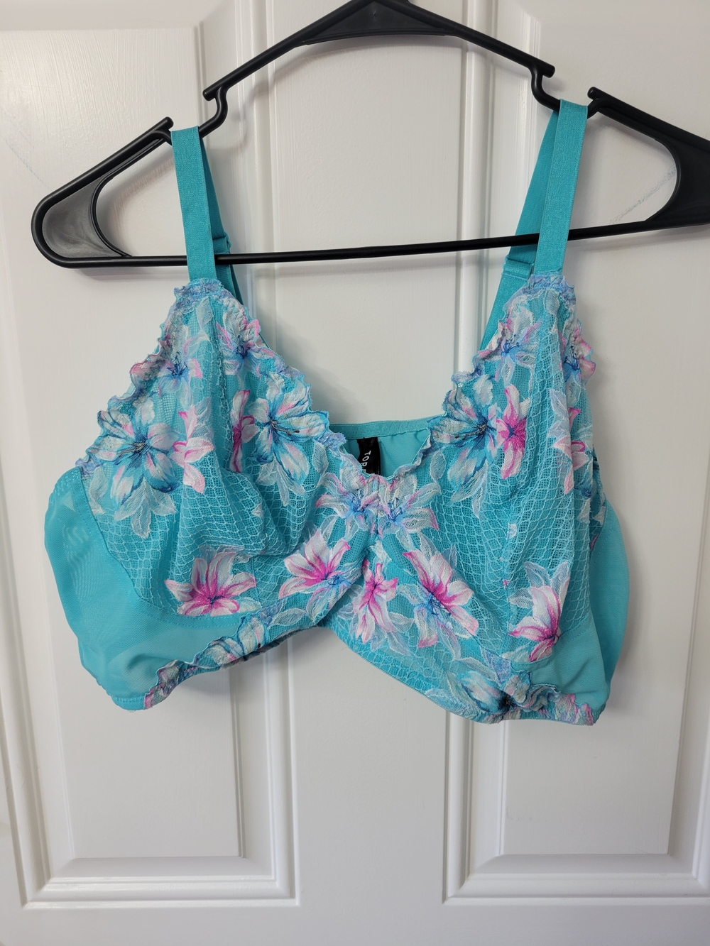 torrid aqua floral bralette with pink accents